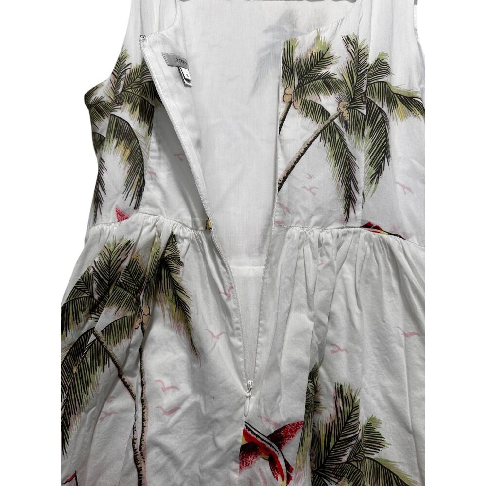 JCrew Barbados Map Palm Tree Fish Novelty Midi Dress Womens 10 Tropical Vacation - Picture 9 of 16